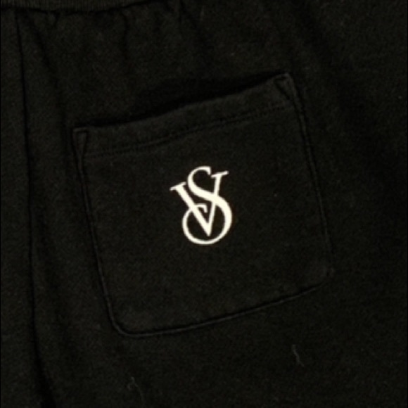 VICTORIAS SECRET BLACK LOGO SWEAT SHORTS SIZE SMALL - Picture 3 of 4